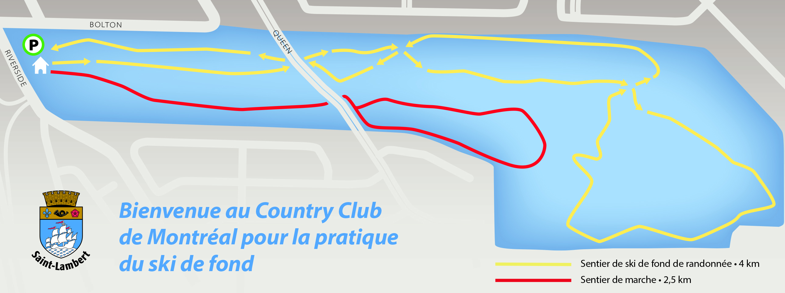 Plan du ski de fond au Country club de Montréal