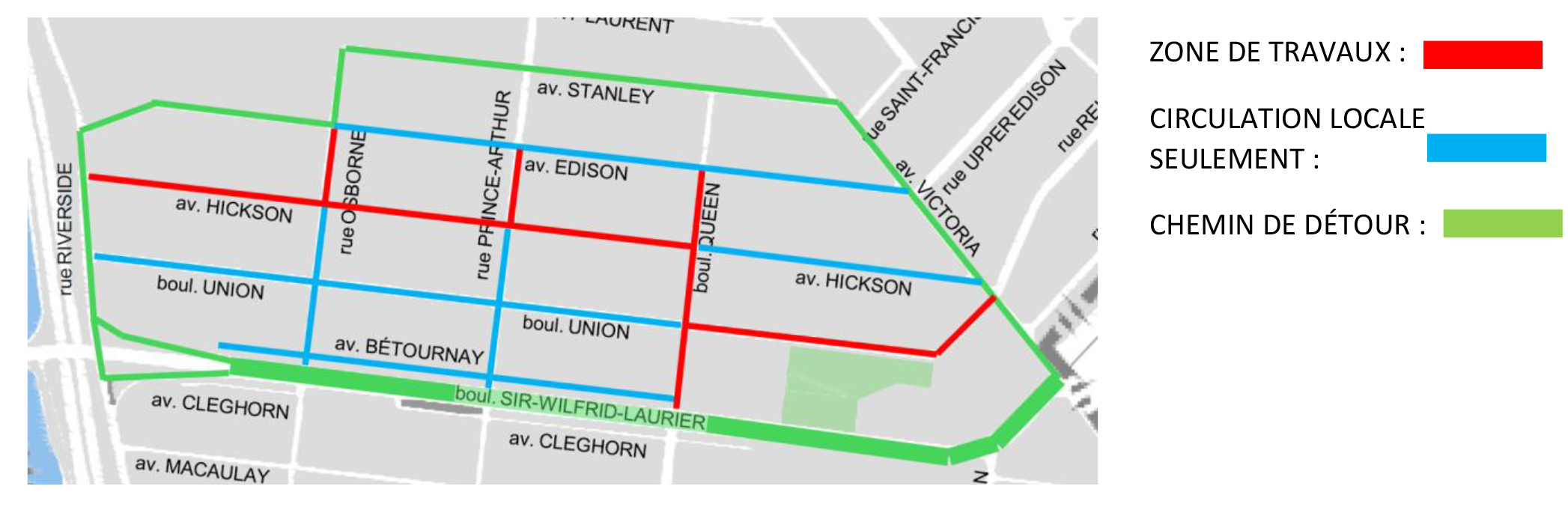 Carte rues fermées projet Hickson-Union
