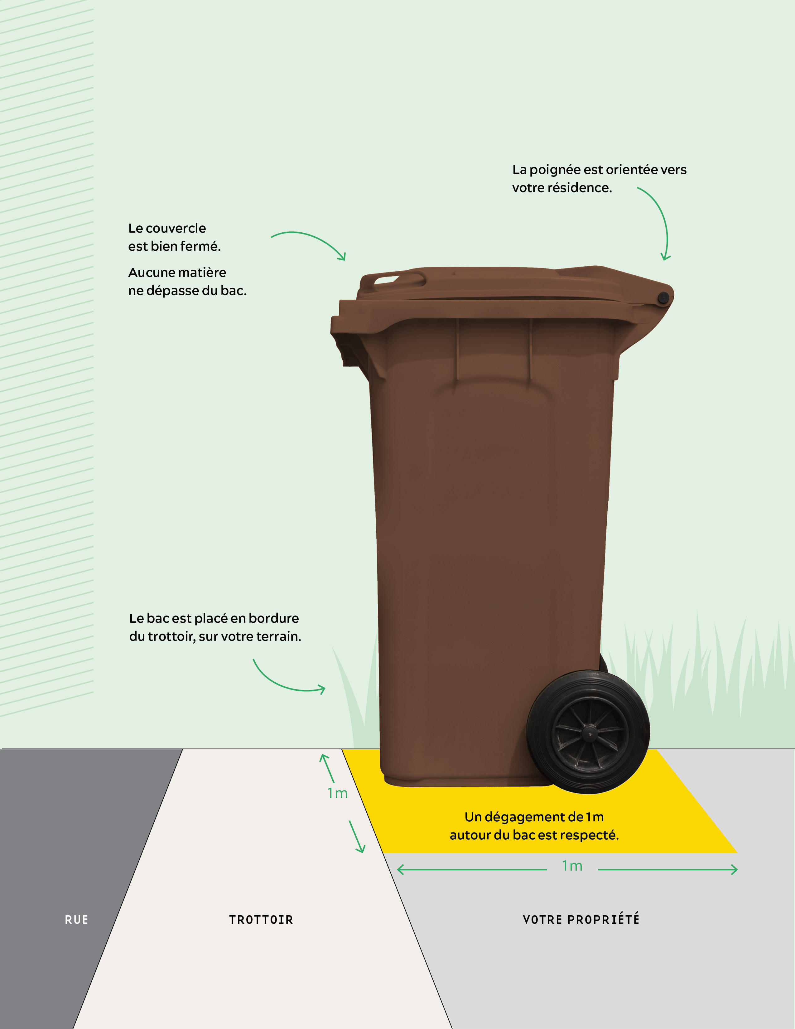 Bac brun bien placé