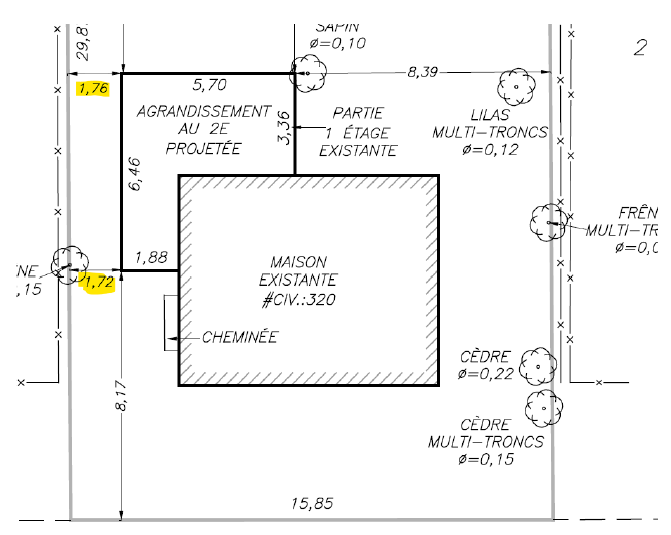Plan de l'image pour la dérogation mineure au 320 rue Lespérance